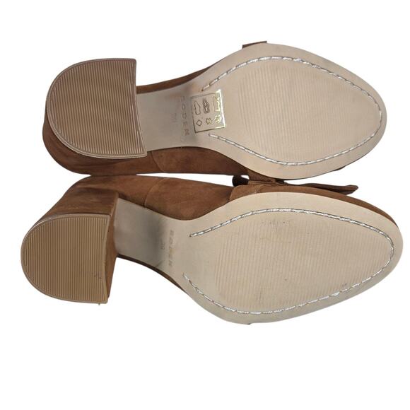 Boden Brown Suede Kiltie Tassel Loafers Womens 39 8.5 Block Heel British Preppy - Picture 10 of 11